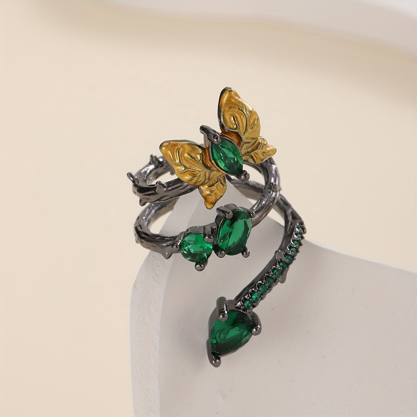 Teenager's Trendy Butterfly Flower Open Ring for High-End Events